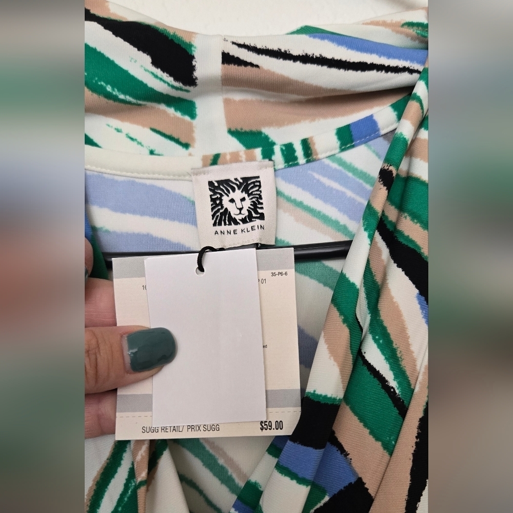 Anne Klein Multicolor Striped Sleeveless Blouse - Picture 3 of 5